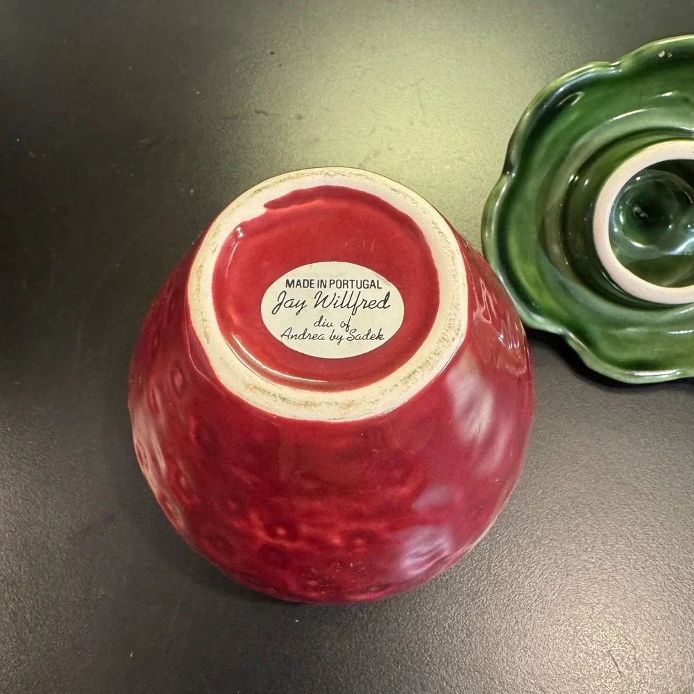 Jay Willfred Strawberry Jam Jar Kitchen Decor Small Red Ceramic Portugal B-11